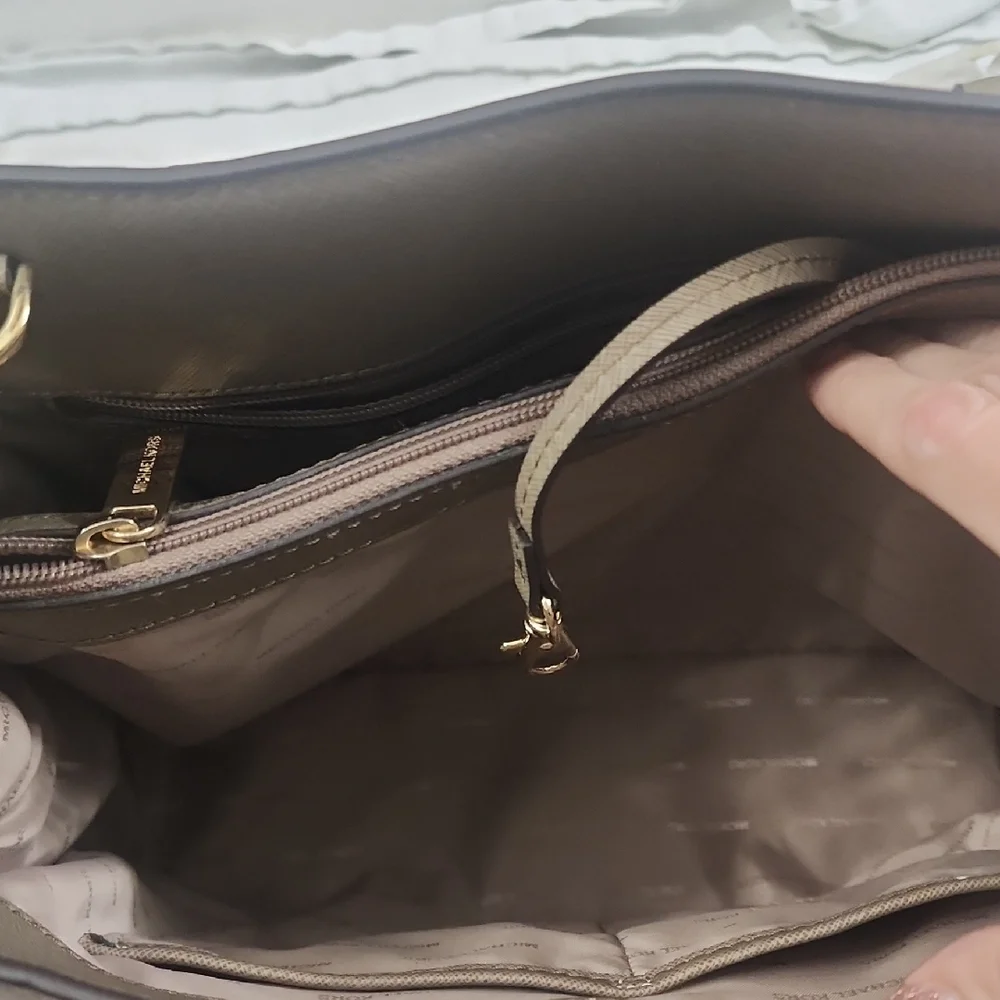 Michael Kors Large Emma Dune Satchel with Gold Chain Strap & Dust Bag